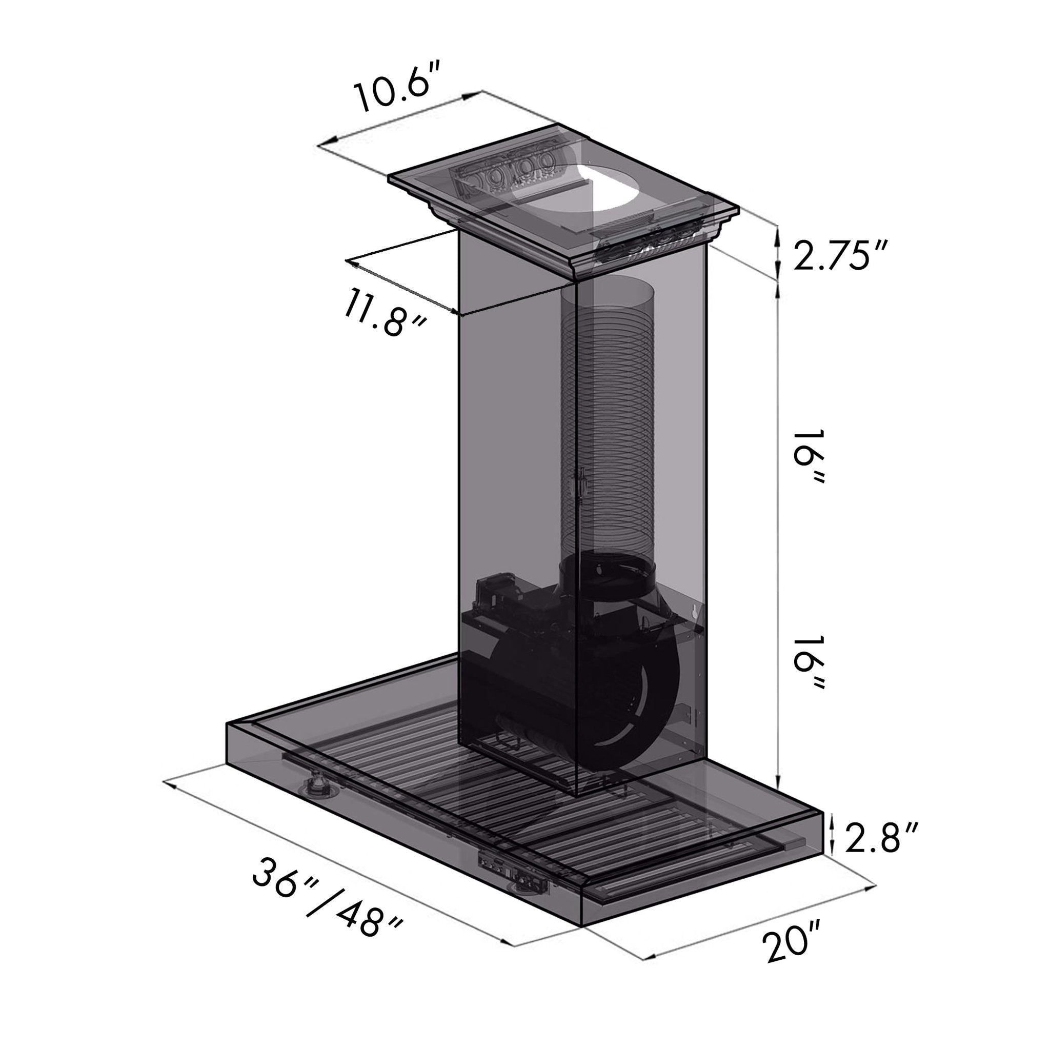 ZLINE Wall Mount Range Hood in Stainless Steel with Built-in CrownSound Bluetooth Speakers - KECRN-BT