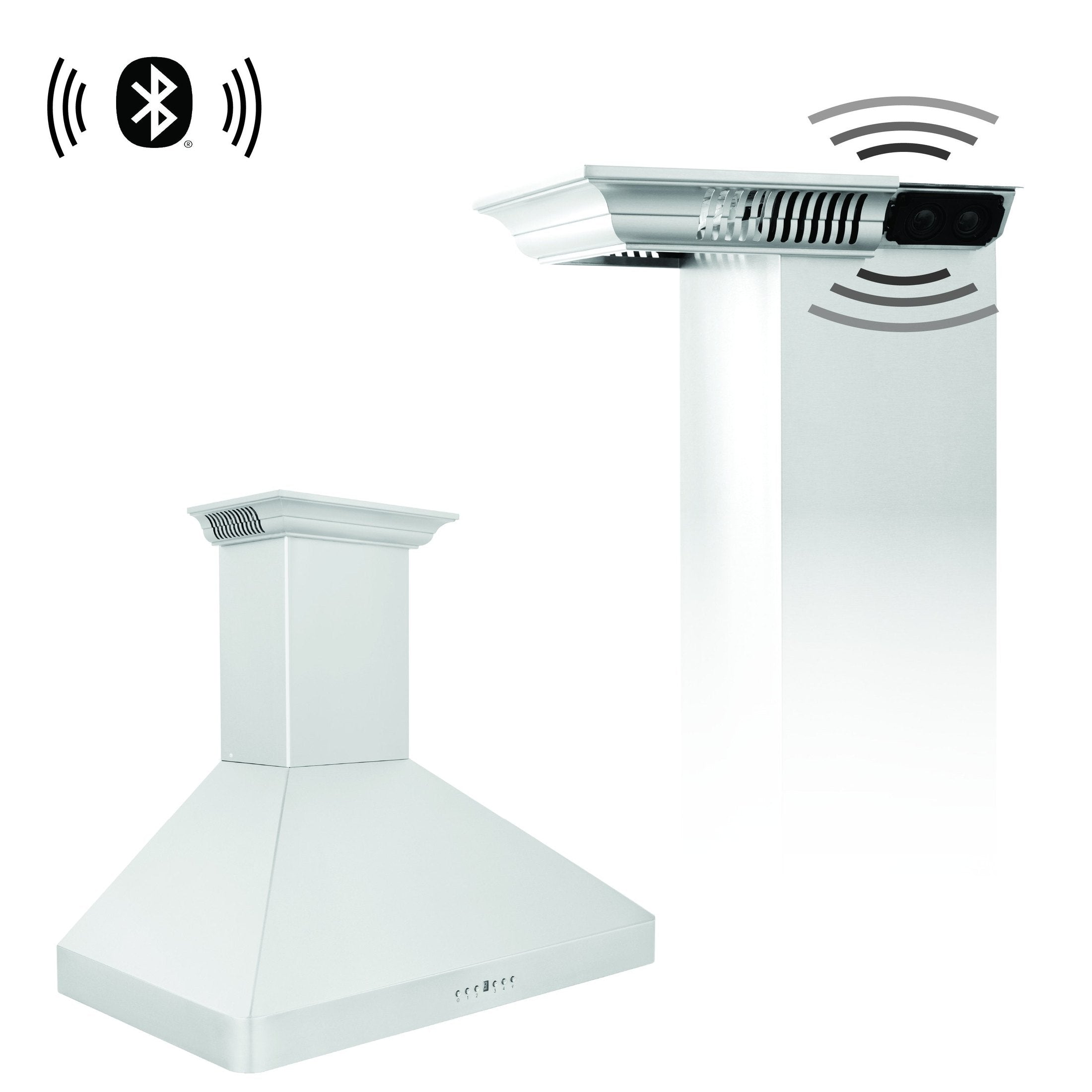 ZLINE Wall Mount Range Hood in Stainless Steel with Built-in CrownSound Bluetooth Speakers - KF2CRN-BT-36