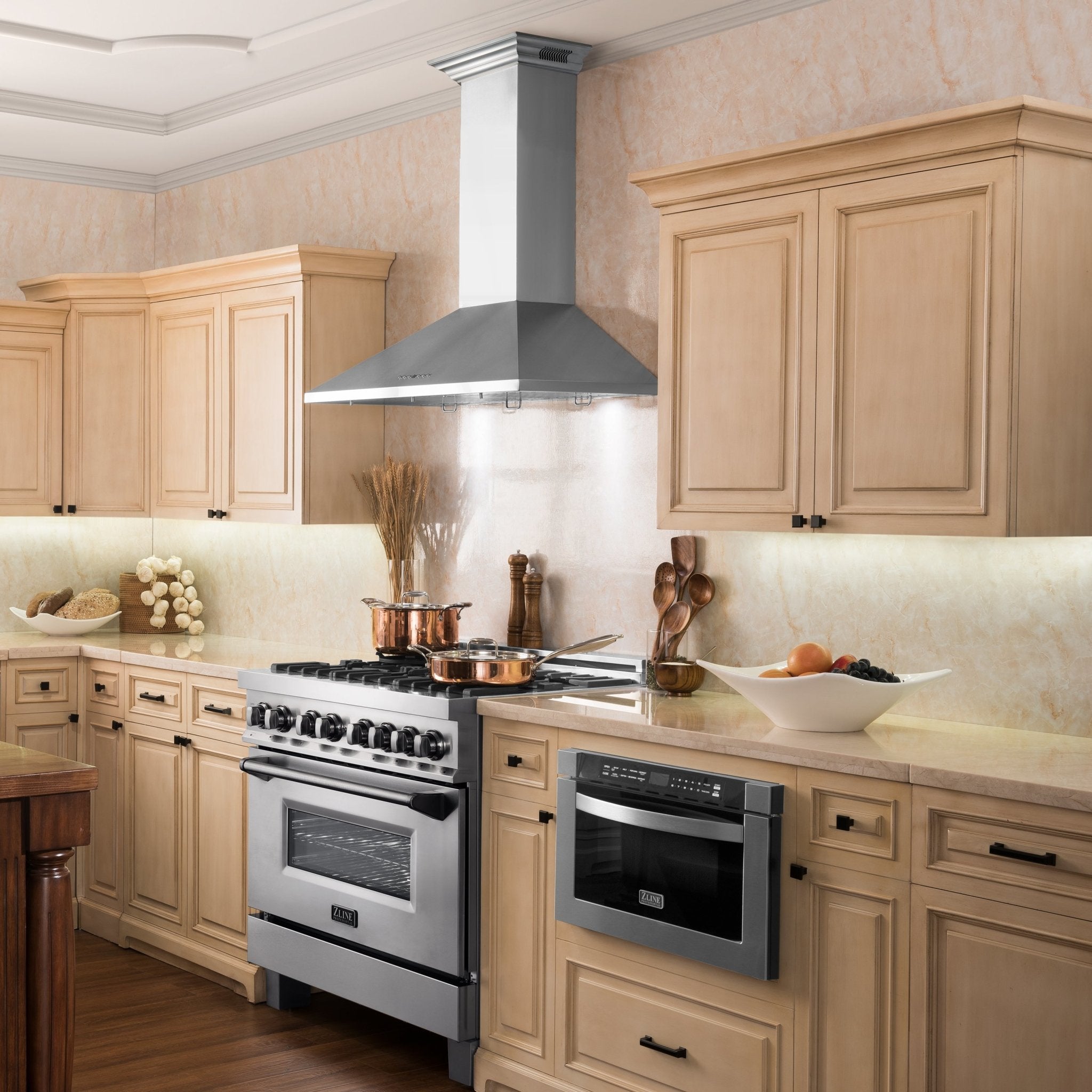 ZLINE Wall Mount Range Hood in Stainless Steel with Built-in CrownSound Bluetooth Speakers - KL2CRN-BT