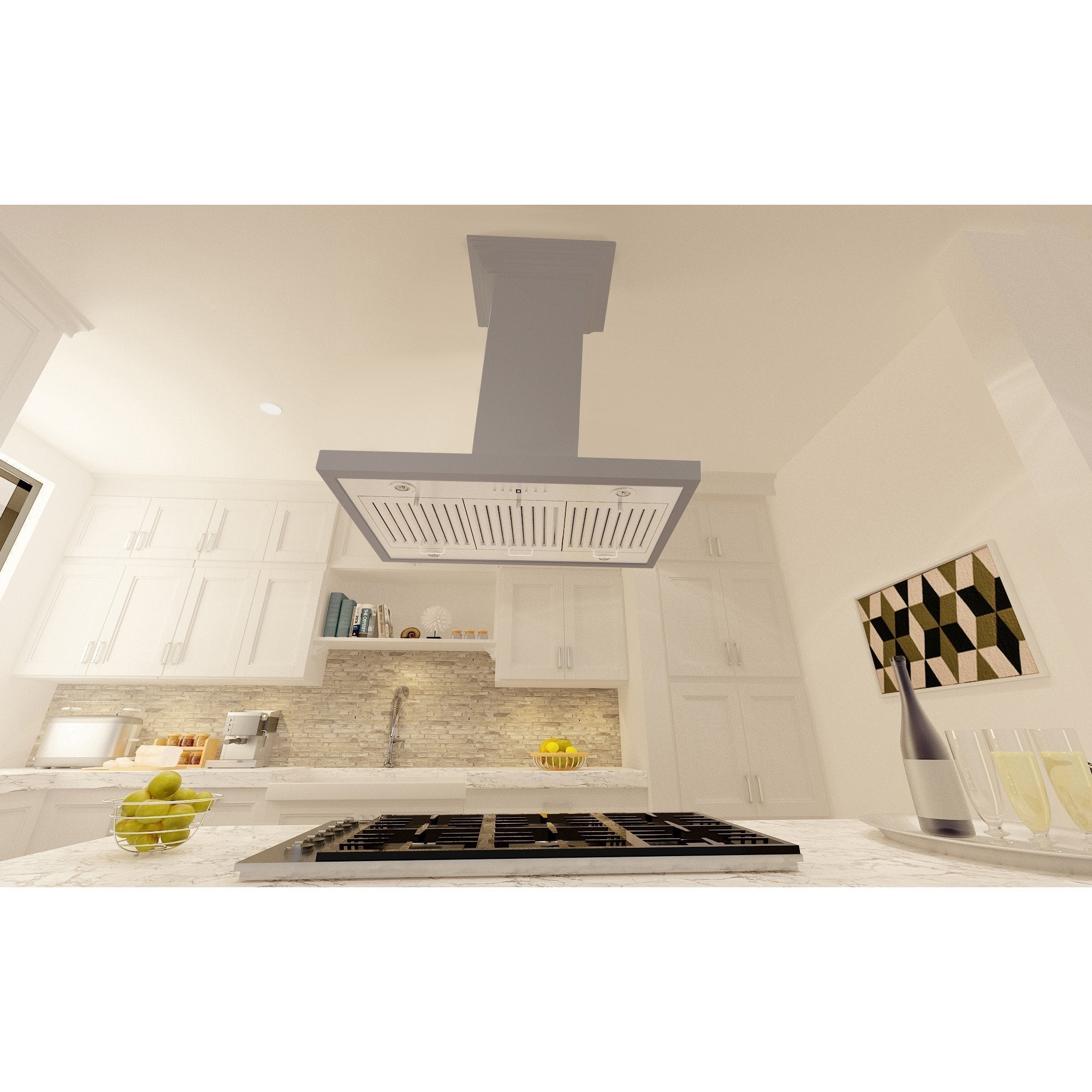 ZLINE Wooden Island Mount Range Hood in Gray - Includes Motor - KBiUU