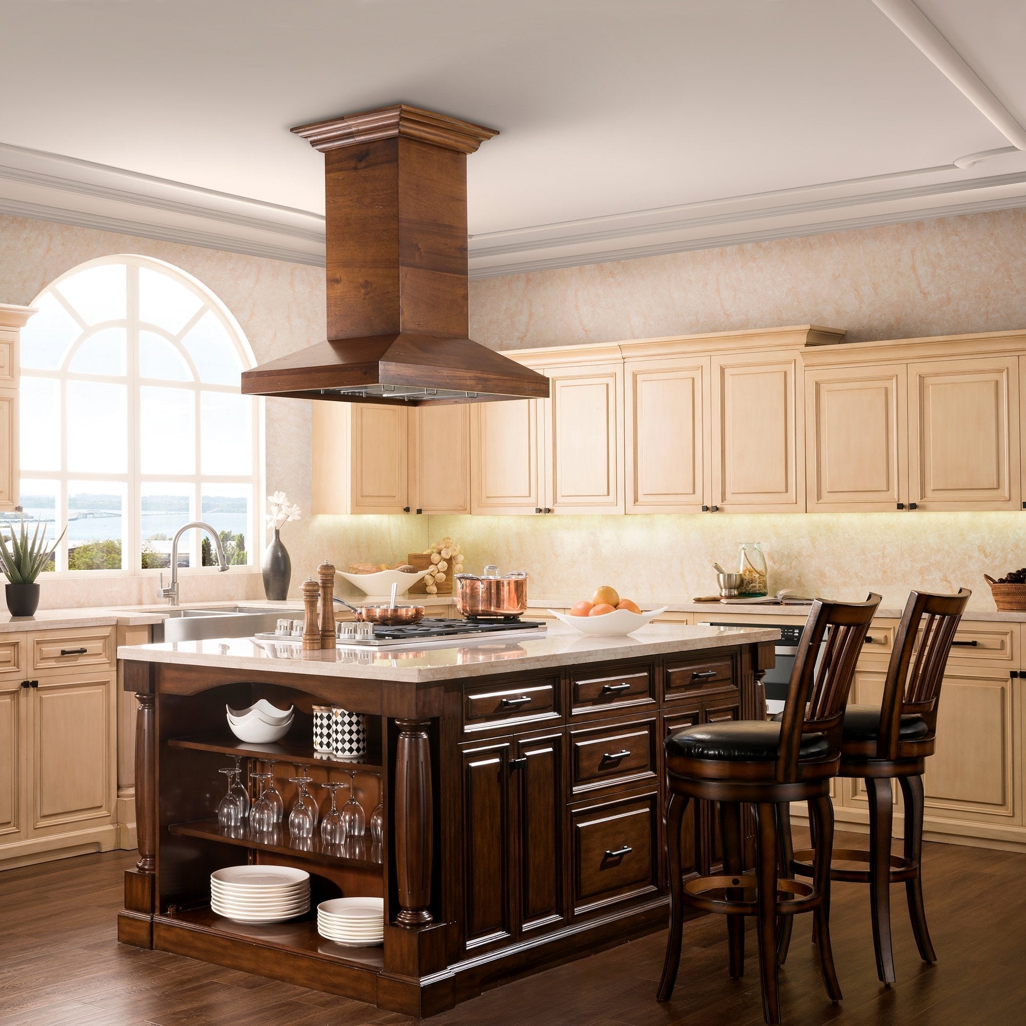 ZLINE Wooden Island Mount Range Hood in Walnut - KBiRR-RD