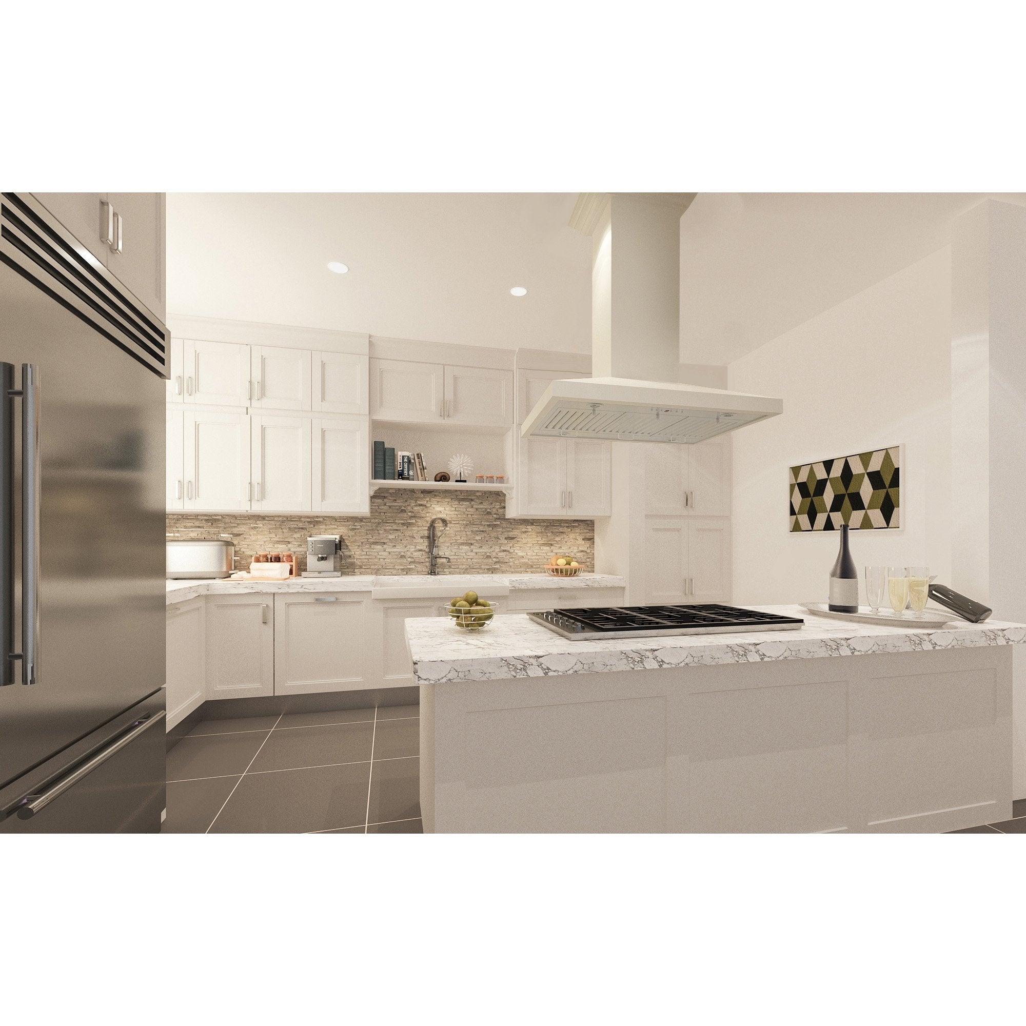 ZLINE Wooden Island Mount Range Hood in White - Includes Motor - KBiTT
