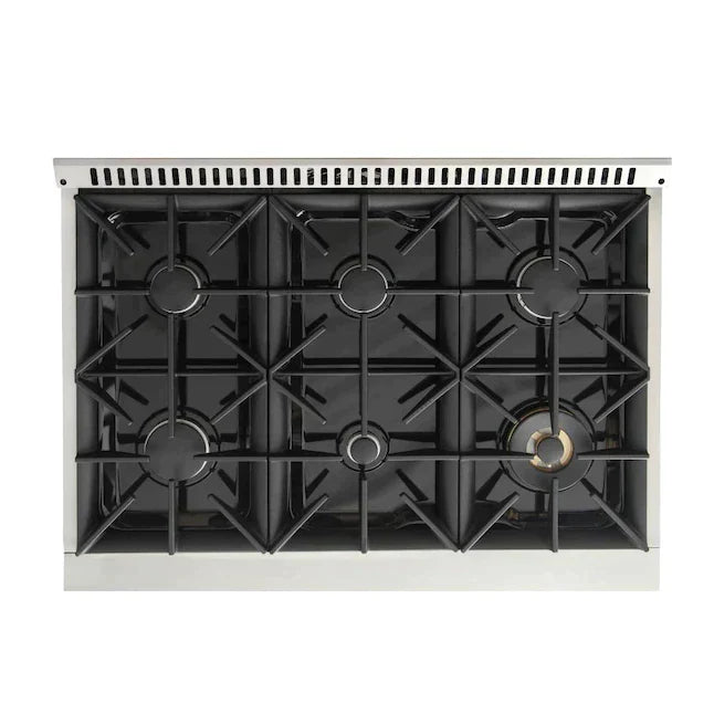 Kucht Signature 36-Inch Gas Range in Black with Black Knobs & Rose Gold Handle KNG361-K-ROSE
