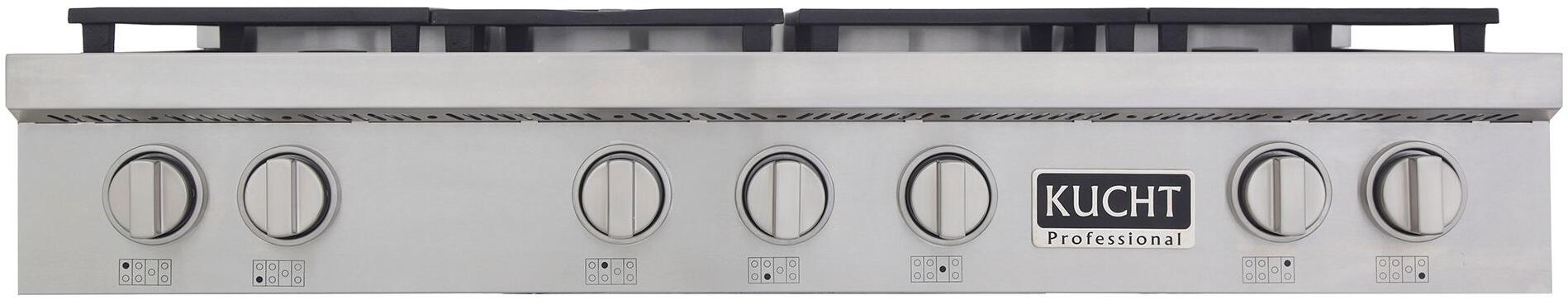Kucht 48-Inch 6 Burner Gas Rangetop in Stainless Steel with Silver Accents KFX489T-S