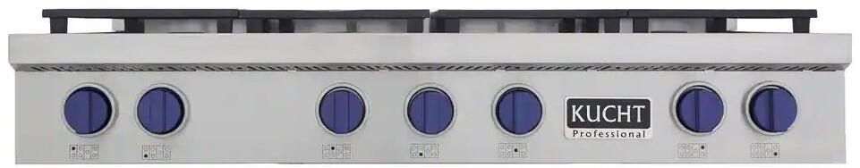 Kucht 48-Inch 6 Burner Gas Rangetop in Stainless Steel with Royal Blue Knob KFX489T-B