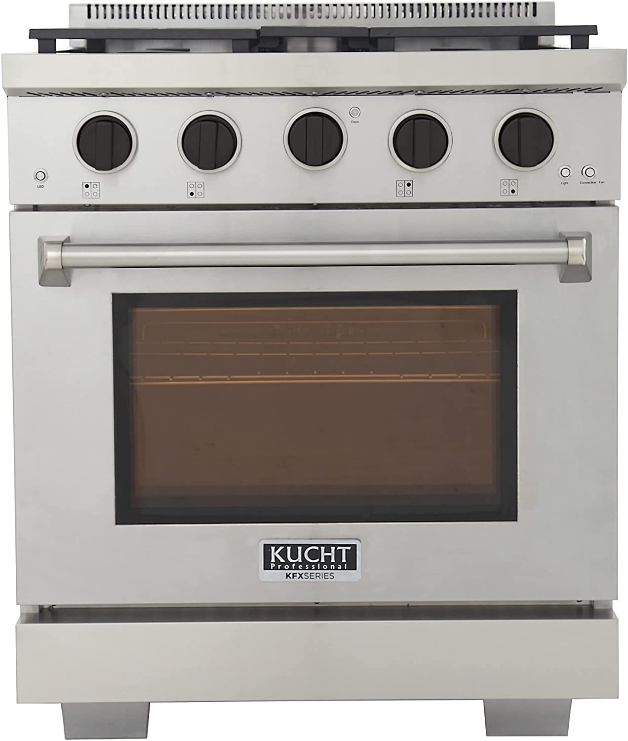 Kucht 30-Inch Gas Range in Stainless Steel with Black Knob KFX300-K