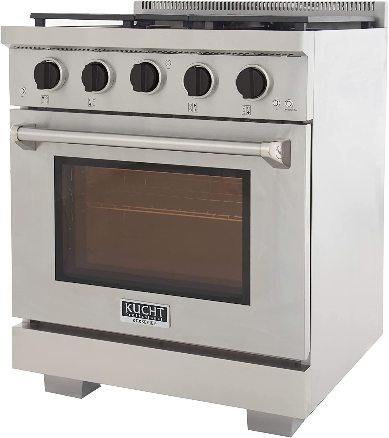 Kucht 30-Inch Gas Range in Stainless Steel with Black Knob KFX300-K