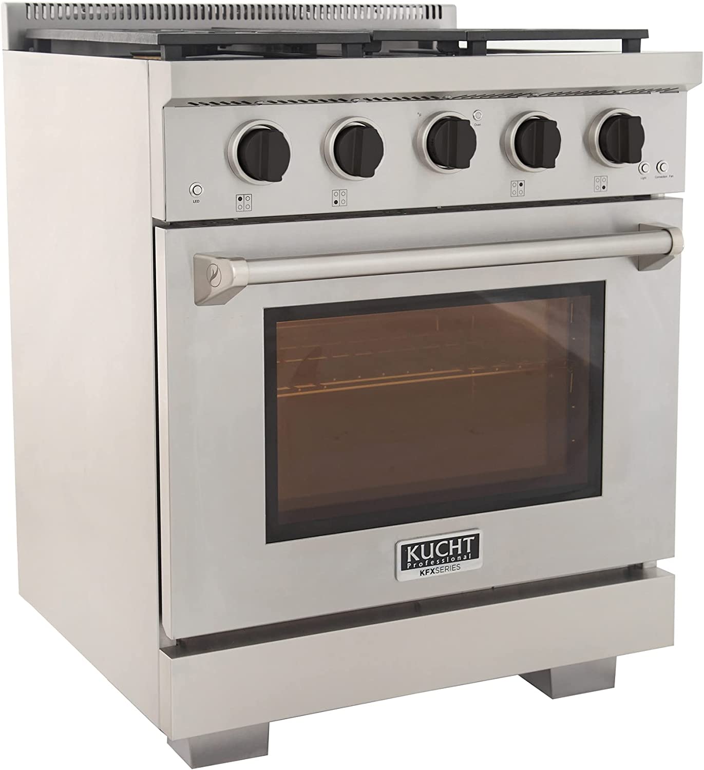Kucht 30-Inch Gas Range in Stainless Steel with Black Knob KFX300-K