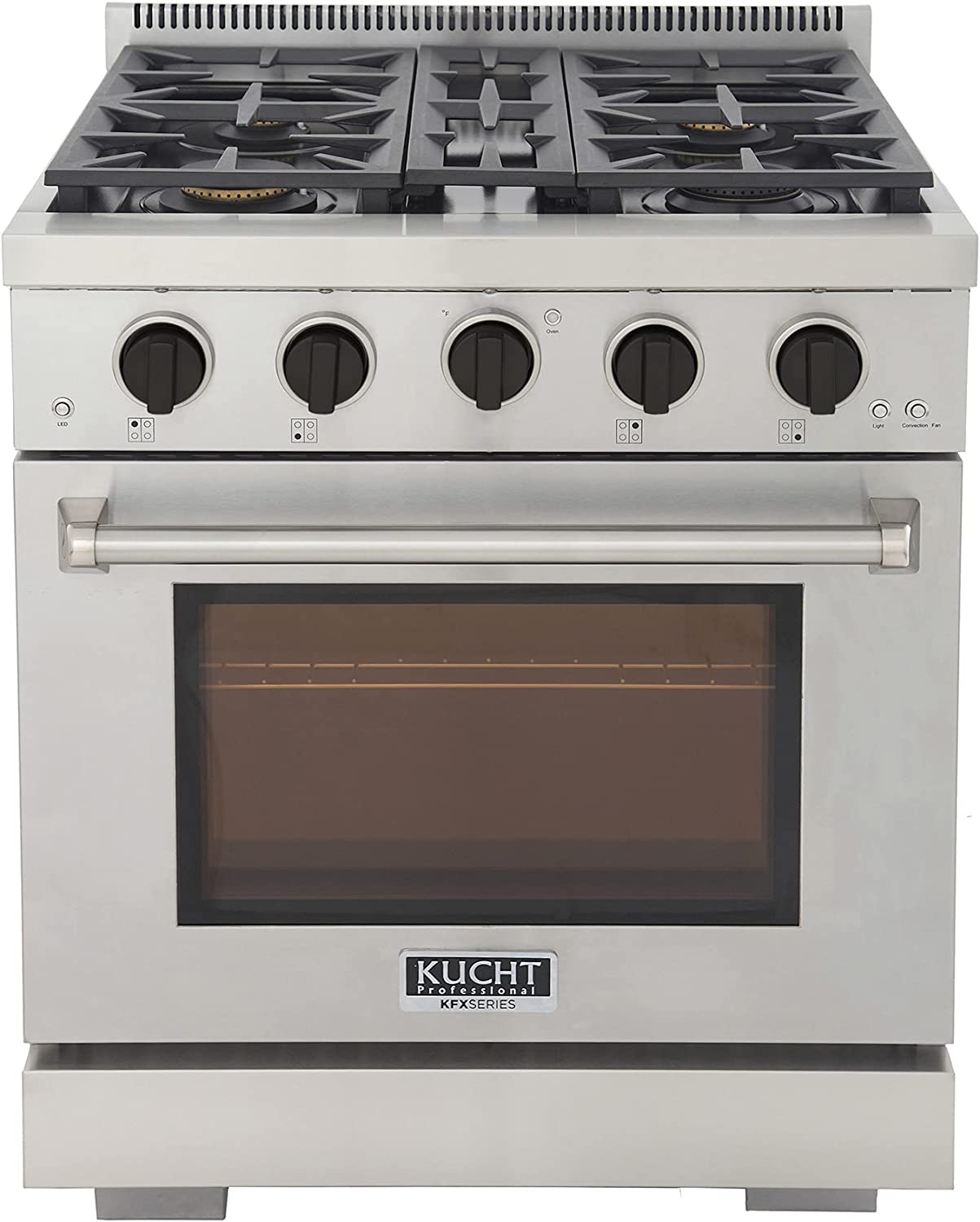 Kucht 30-Inch Gas Range in Stainless Steel with Black Knob KFX300-K