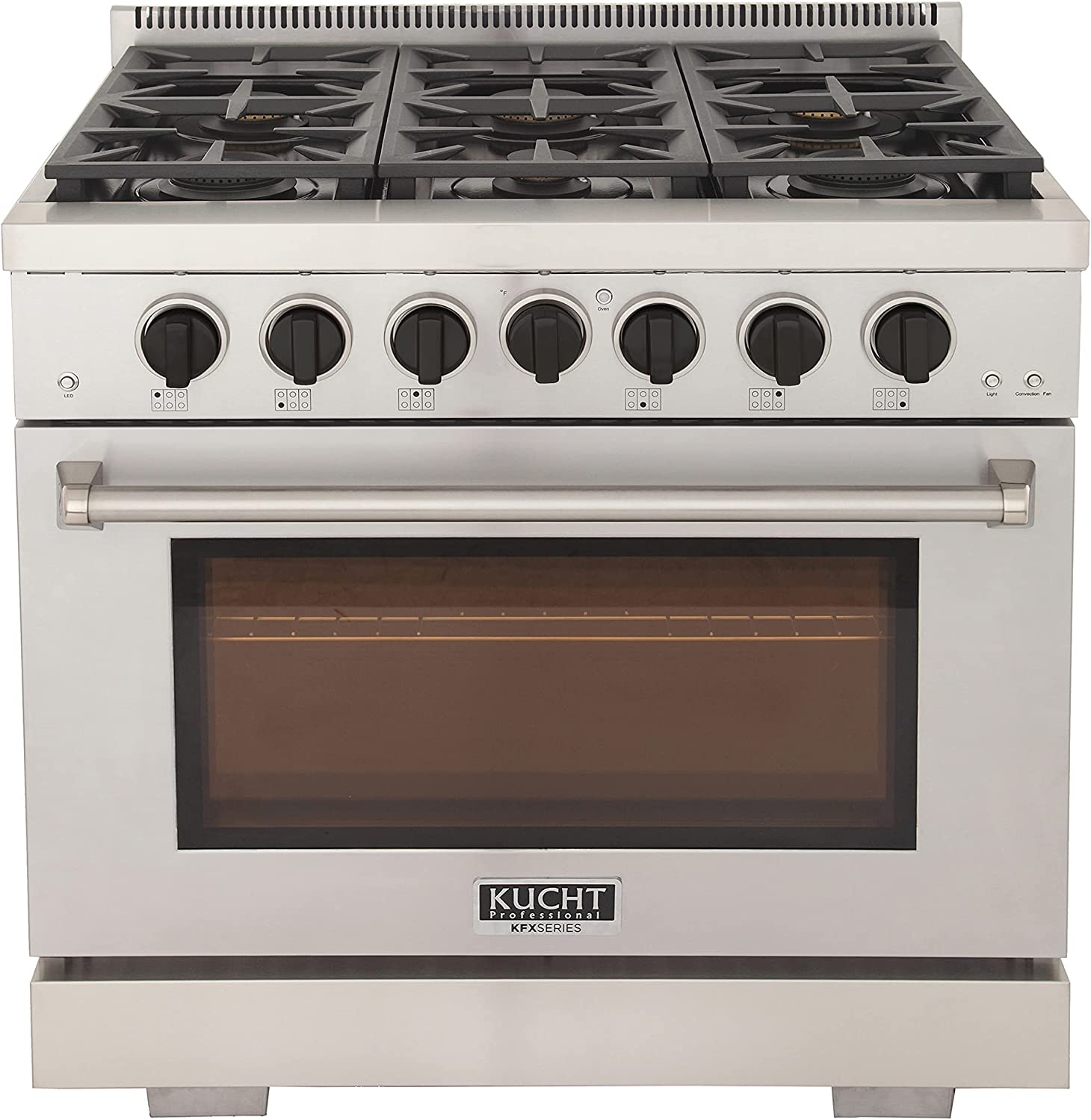 Kucht 36-Inch Gas Range in Stainless Steel with Black Knob KFX360-K