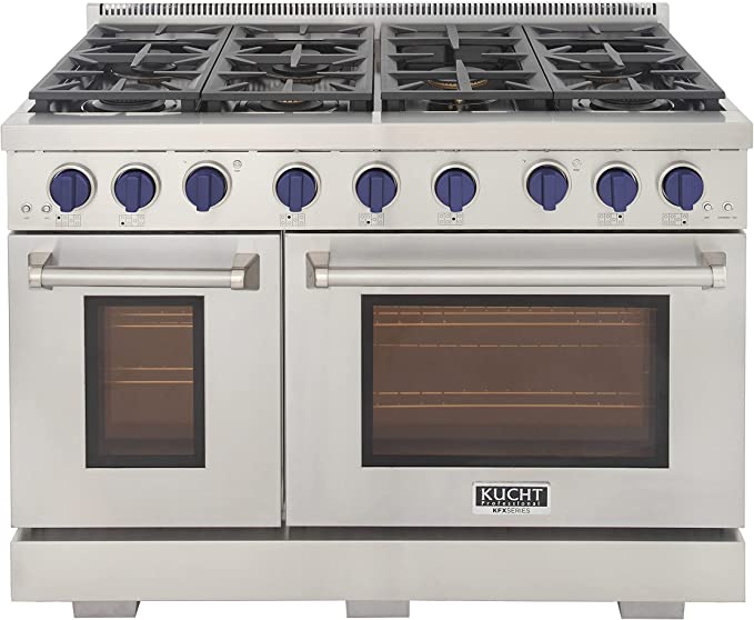 Kucht 48-Inch Gas Range in Stainless Steel with Blue Knob KFX480-B