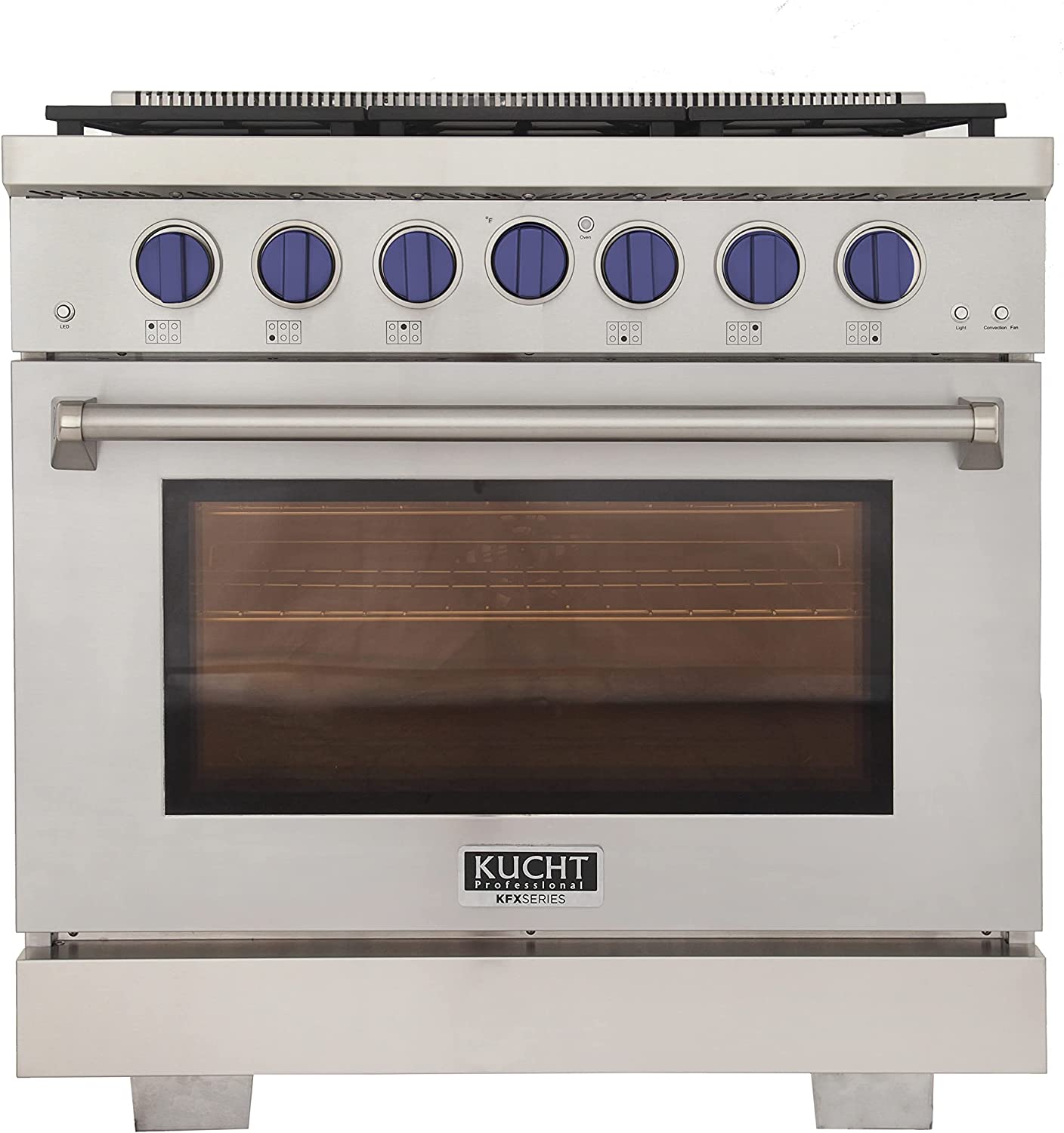 Kucht 36-Inch Gas Range in Stainless Steel with Blue Knob KFX360-B