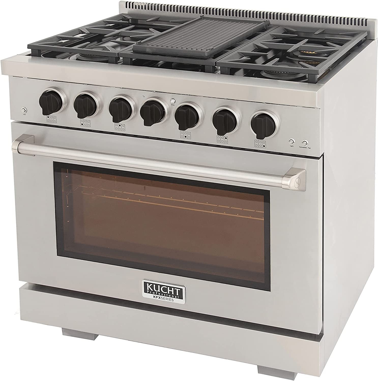 Kucht 36-Inch Gas Range in Stainless Steel with Black Knob KFX360-K