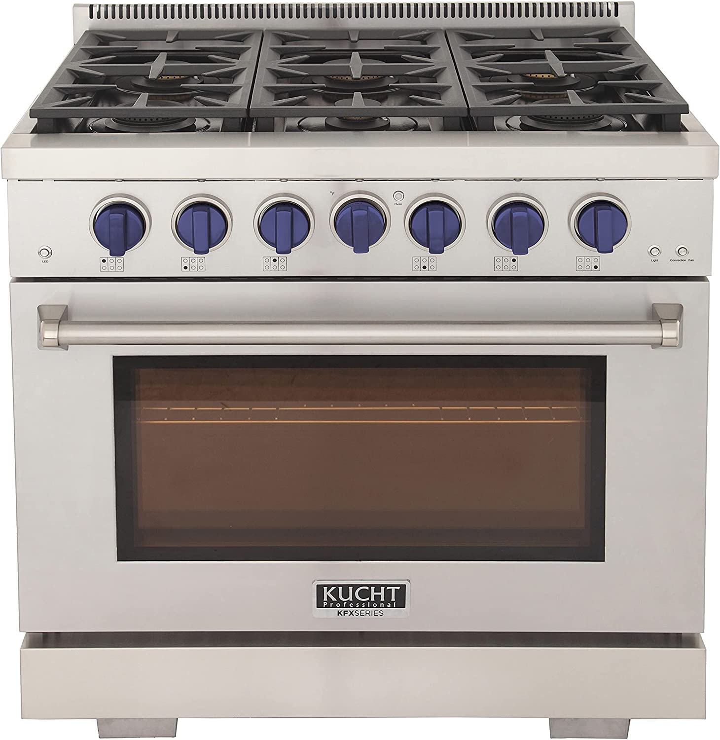 Kucht 36-Inch Gas Range in Stainless Steel with Blue Knob KFX360-B