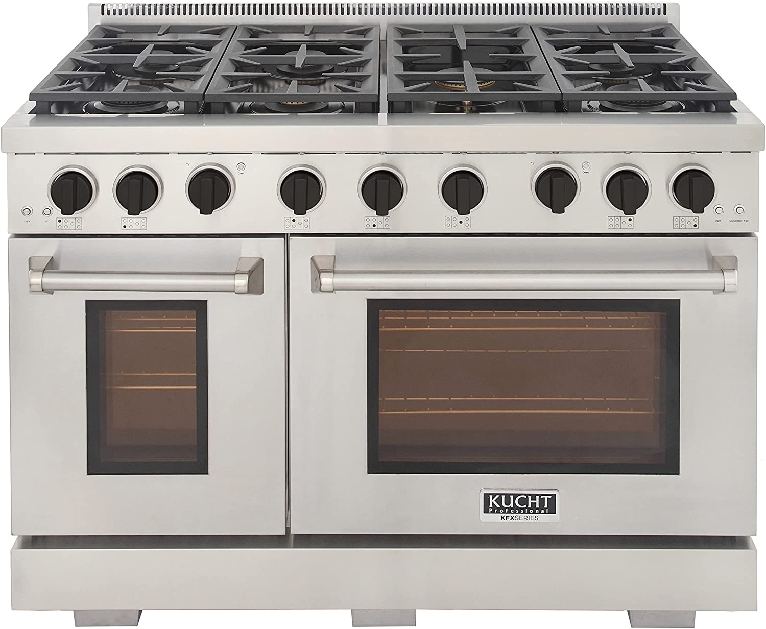 Kucht 48-Inch Gas Range in Stainless Steel with Black Knob KFX480-K
