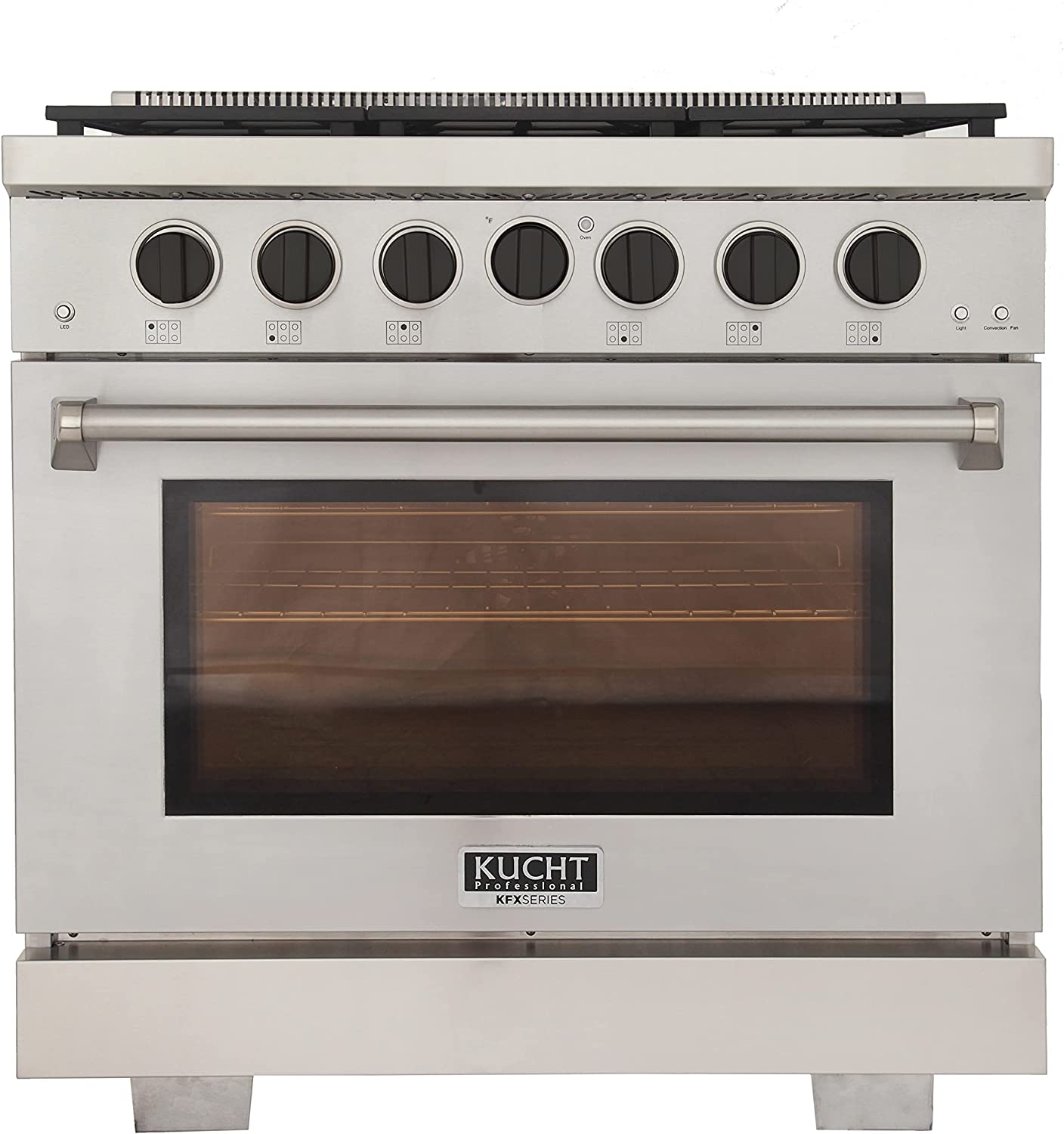 Kucht 36-Inch Gas Range in Stainless Steel with Black Knob KFX360-K