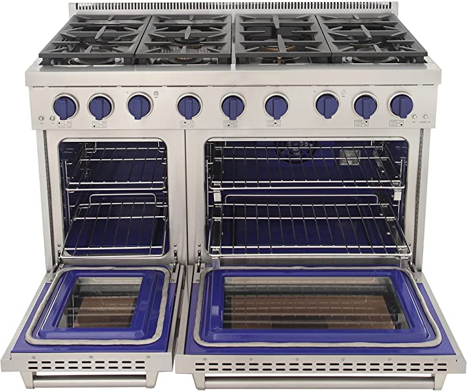 Kucht 48-Inch Gas Range in Stainless Steel with Blue Knob KFX480-B