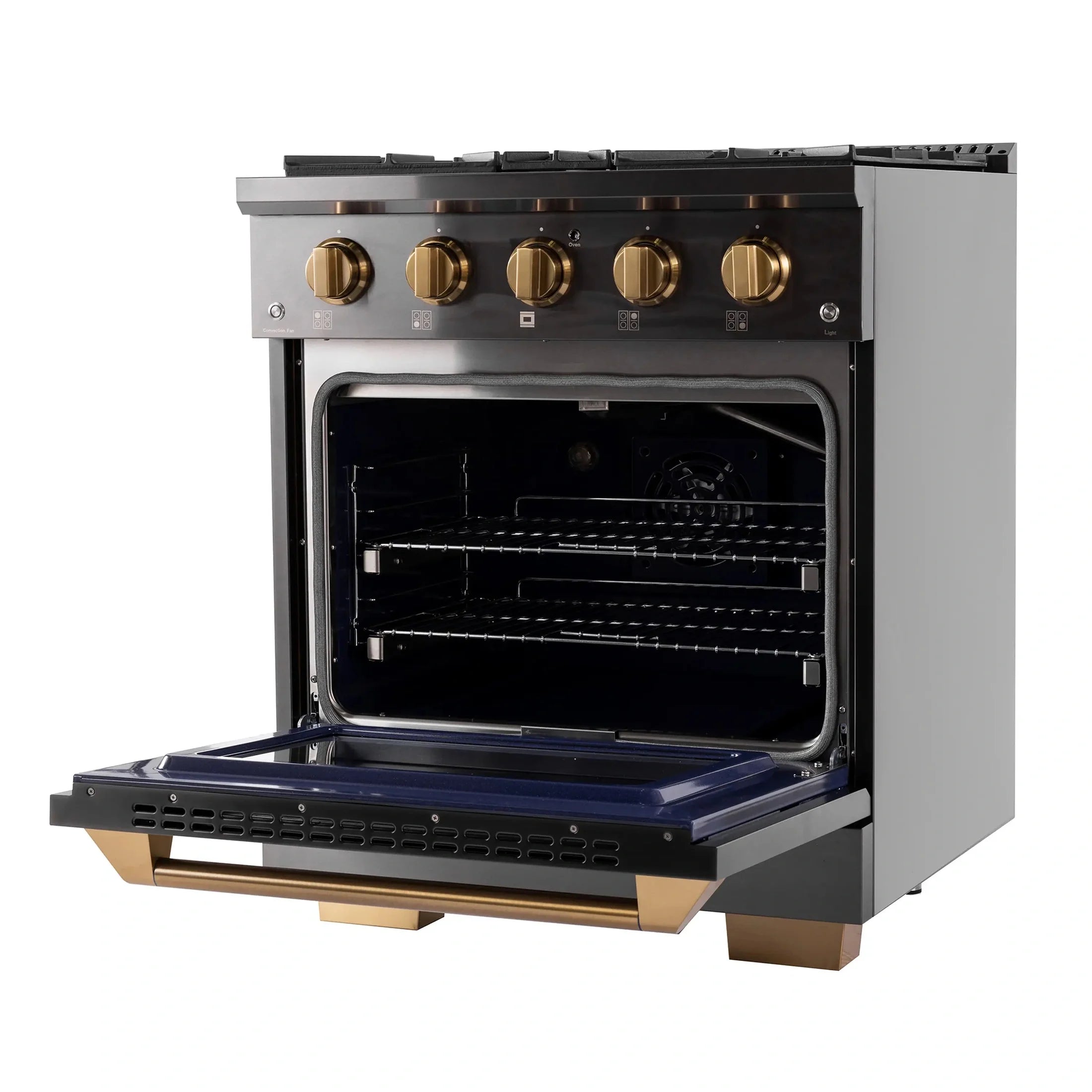 KUCHT Gemstone Professional 30-Inch 4.2 Cu. Ft. Dual Fuel Range for Natural Gas with Sealed Burners and Convection Oven in Titanium Stainless Steel KED304