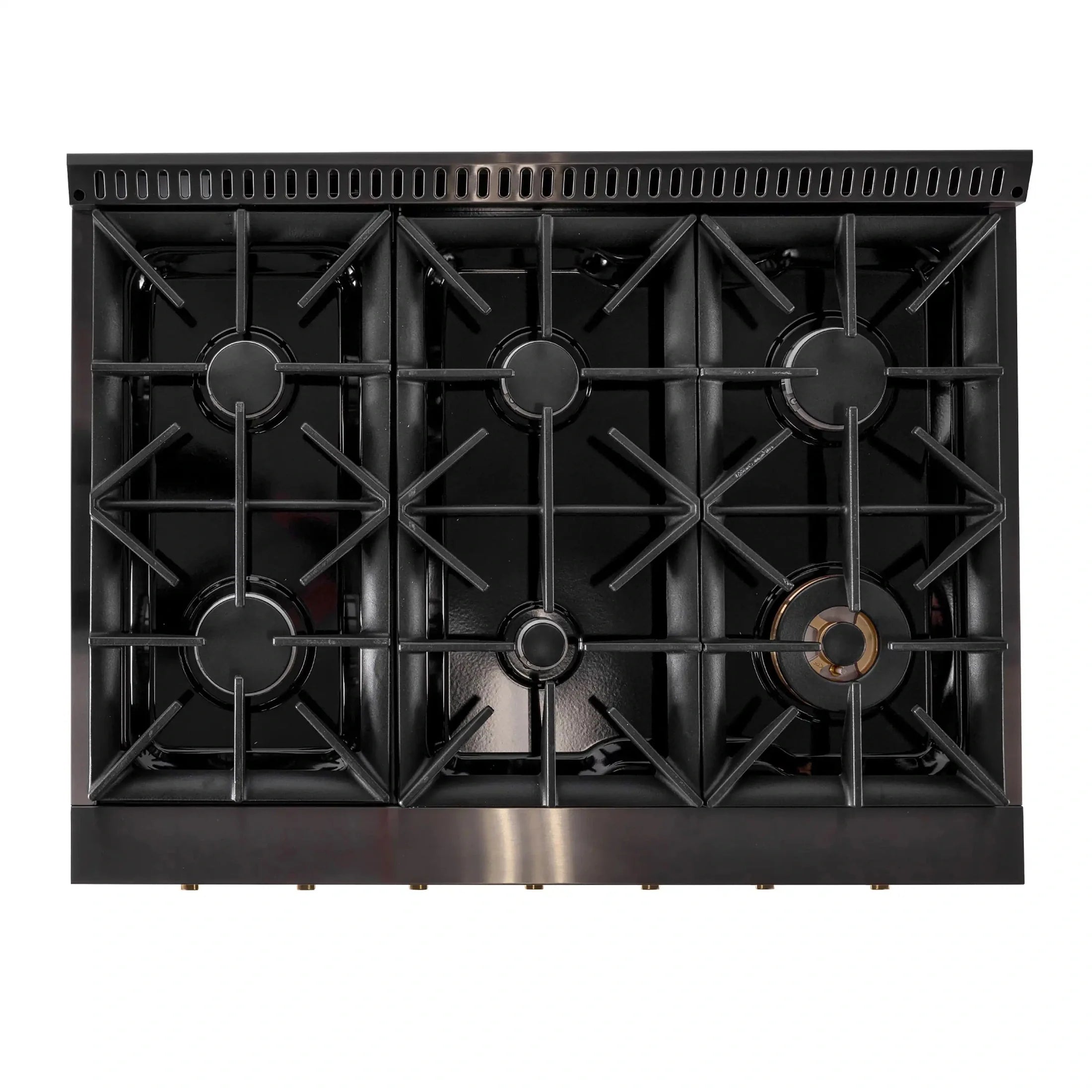 KUCHT Gemstone Professional 36-Inch 5.2 cu. ft. Gas Range with Sealed Burners and Convection Oven in Titanium Stainless Steel with Gold Accents KEG363