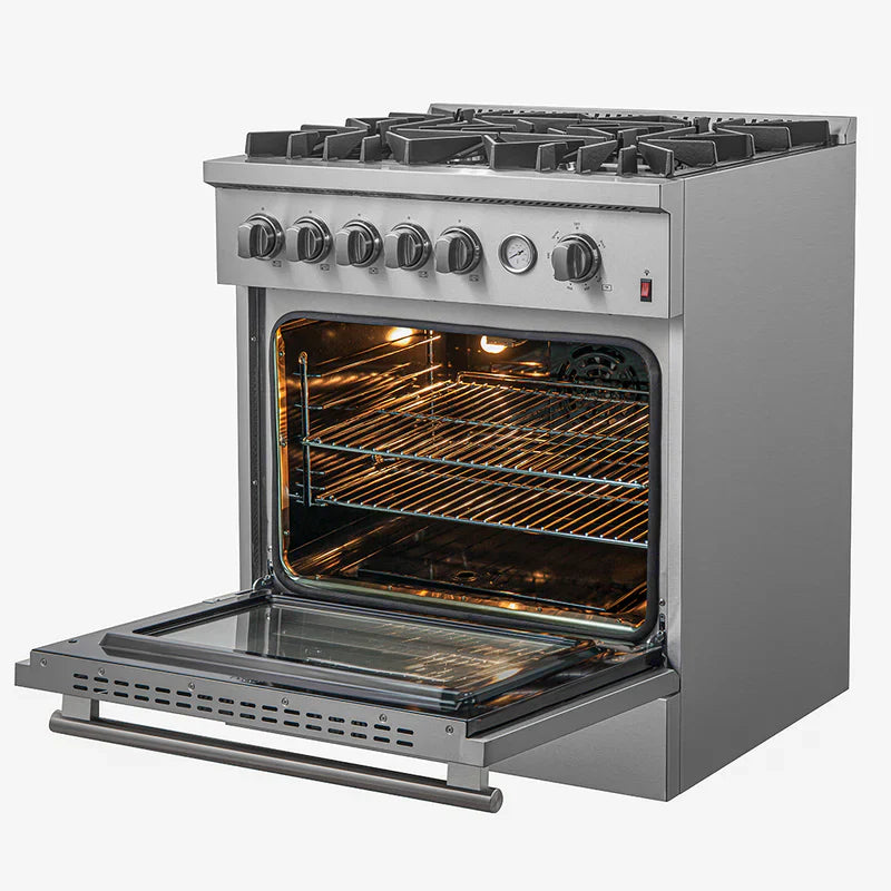 Forno Giovanni 30-inch Gas Range with 5 Gas Burners Convection Gas Oven with Temperature Gauge in Stainless Steel - FFSGS6274-30