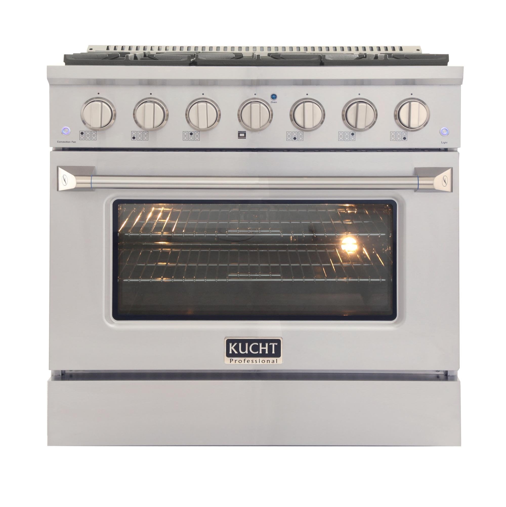 Kucht 36-Inch 5.2 Cu. Ft. Range - Sealed Burners and Convection Oven in Stainless Steel KNG361-S
