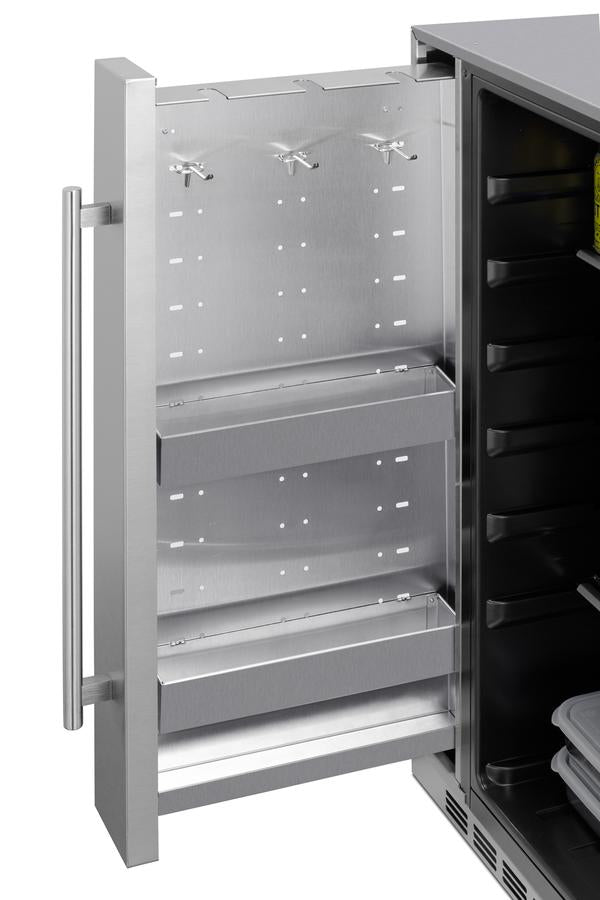 Summit Shallow Depth 24" Wide Built-In All-Refrigerator With Slide-Out Storage Compartment