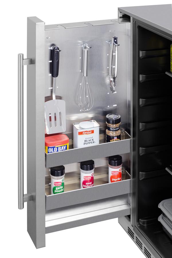 Summit Shallow Depth 24" Wide Built-In All-Refrigerator With Slide-Out Storage Compartment