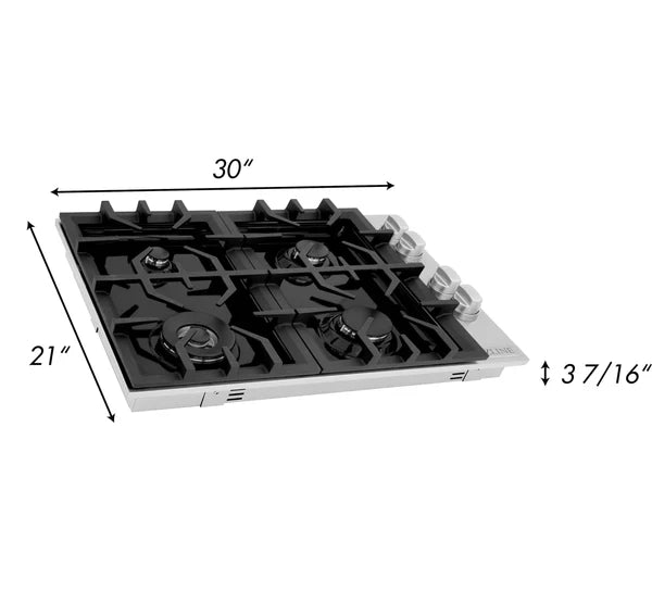 ZLINE 30" Professional Dropin Cooktop Stainless Steel With 4 Burners - RC30