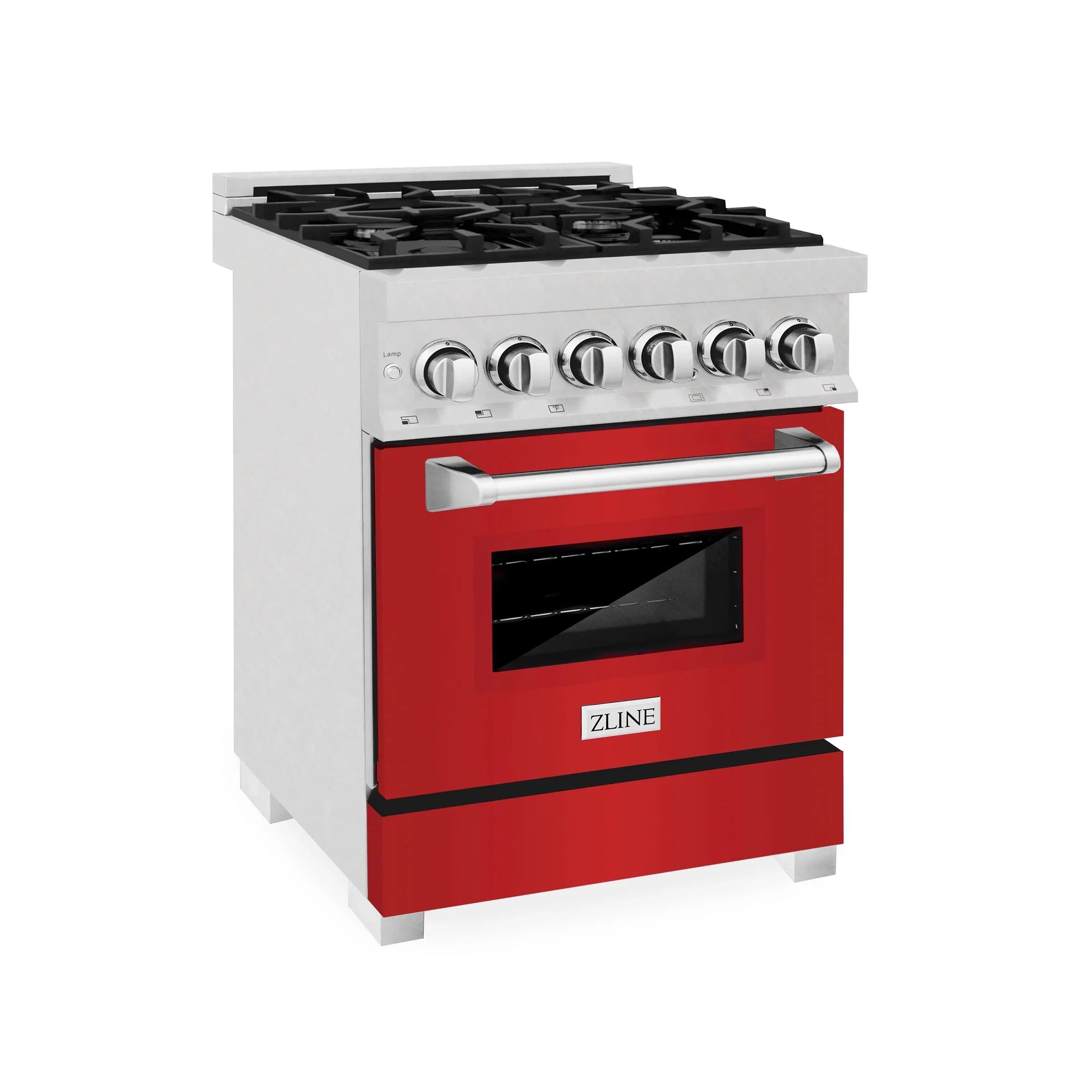 ZLINE 24" Professional Dual Fuel Range in Dura Snow Stainless Steel with Color Door Options - RAS24