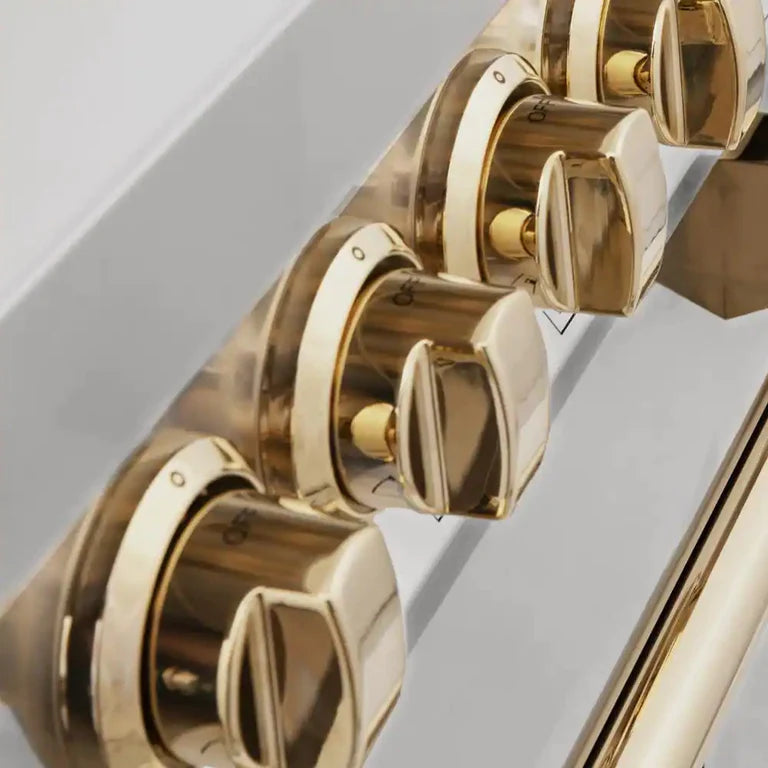 ZLINE 24 Inch Autograph Edition Dual Fuel Range in Stainless Steel with Gold Accents, RAZ-24-G
