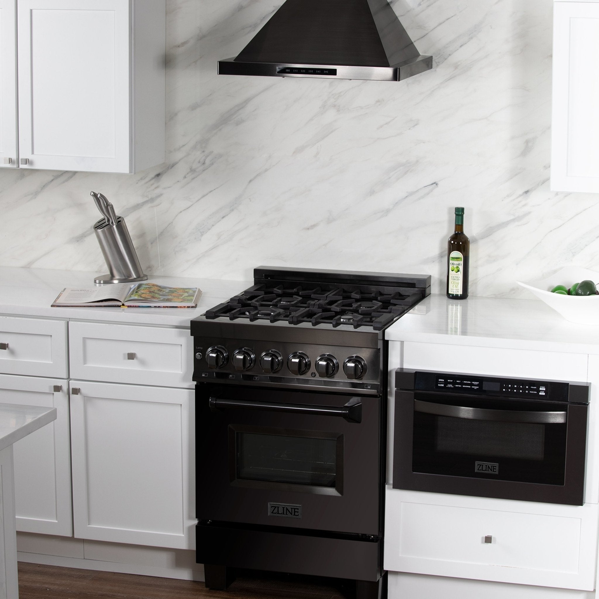 ZLINE 24" Professional Dual Fuel Range in Black Stainless Steel