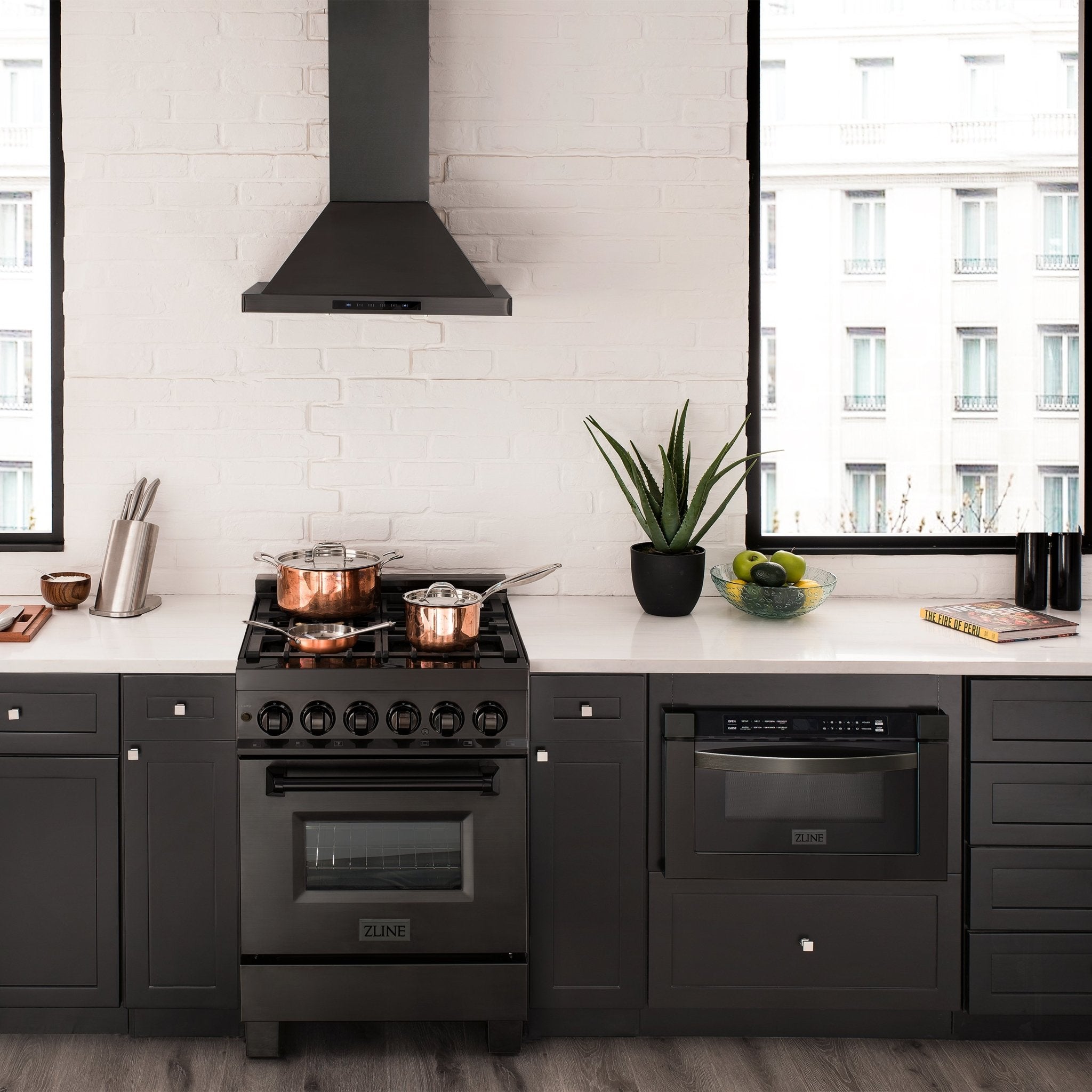 ZLINE 24" Professional Dual Fuel Range in Black Stainless Steel