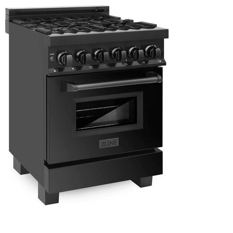 ZLINE 24" Professional Dual Fuel Range in Black Stainless Steel