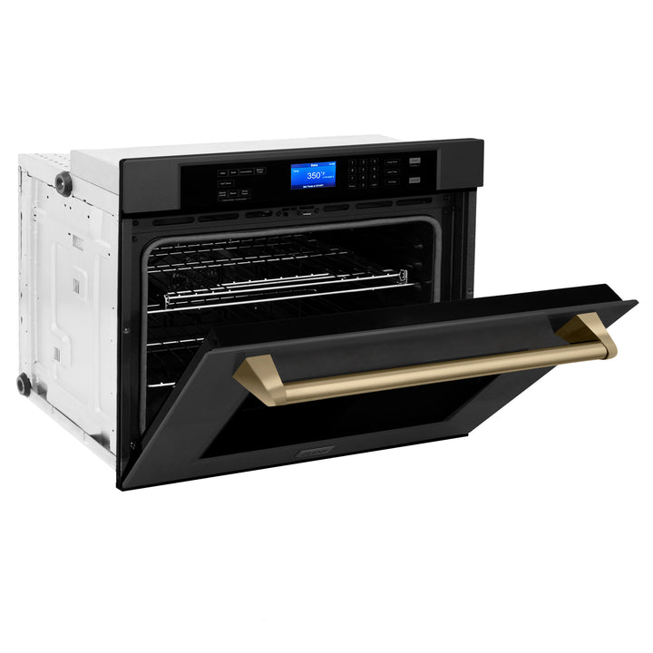 ZLINE 30" Autograph Edition Single Wall Oven with Self Clean and True Convection in Black Stainless Steel AWSZ-30-BS