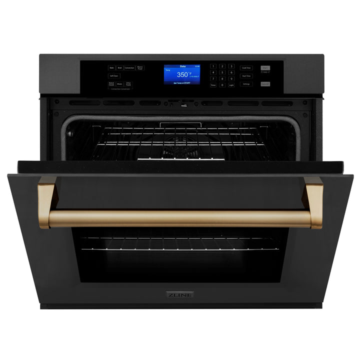 ZLINE 30" Autograph Edition Single Wall Oven with Self Clean and True Convection in Black Stainless Steel AWSZ-30-BS