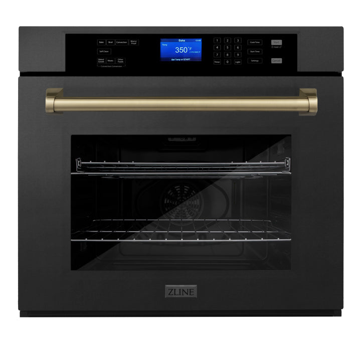 ZLINE 30" Autograph Edition Single Wall Oven with Self Clean and True Convection in Black Stainless Steel AWSZ-30-BS