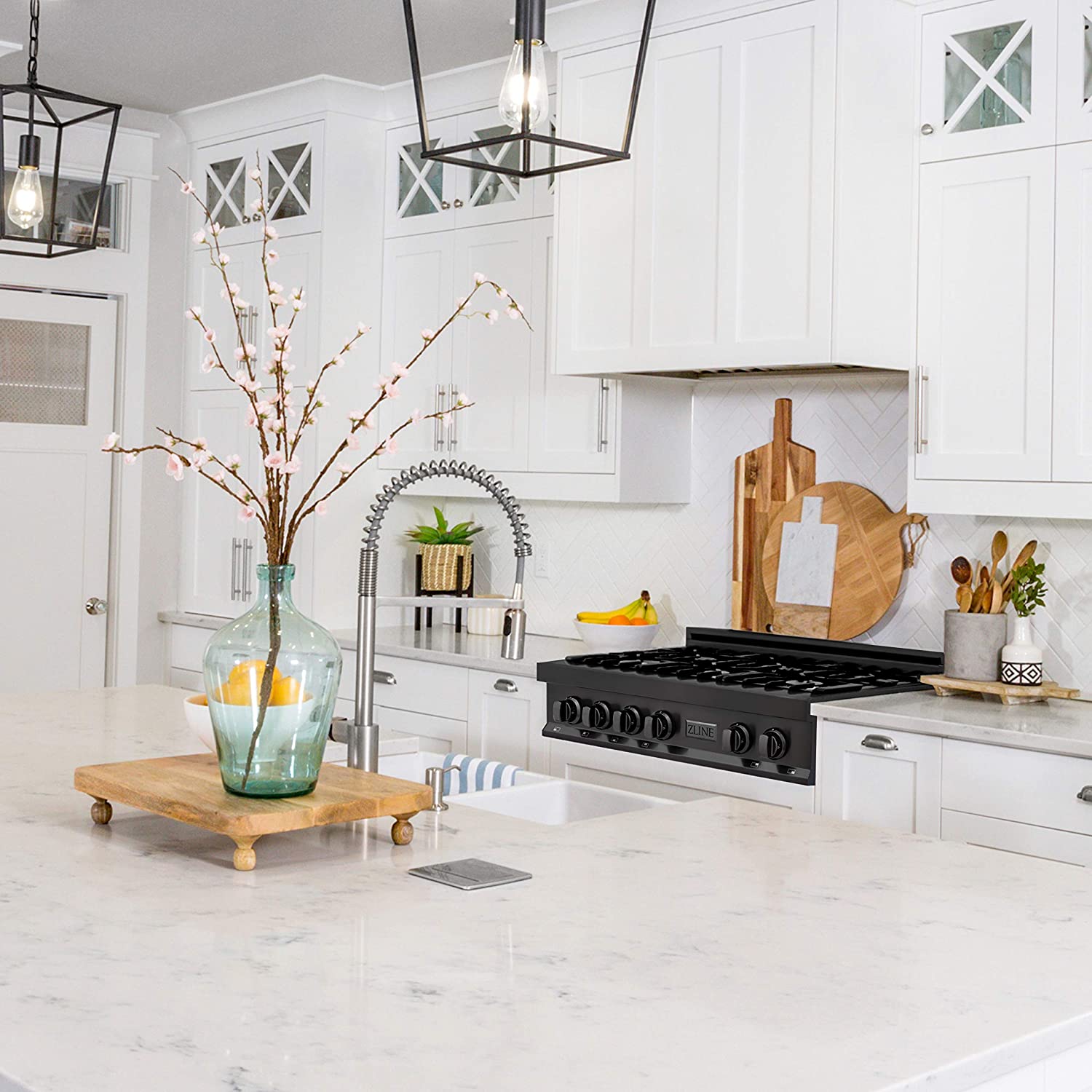 ZLINE 30" Porcelain Rangetop in Black Stainless with 4 Gas Burners