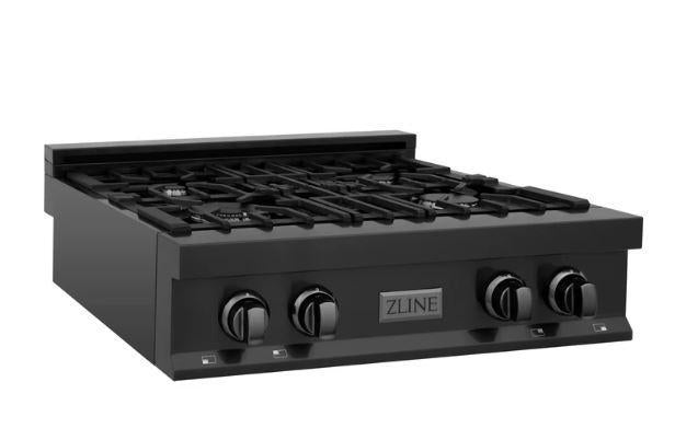 ZLINE 30" Porcelain Rangetop in Black Stainless with 4 Gas Burners