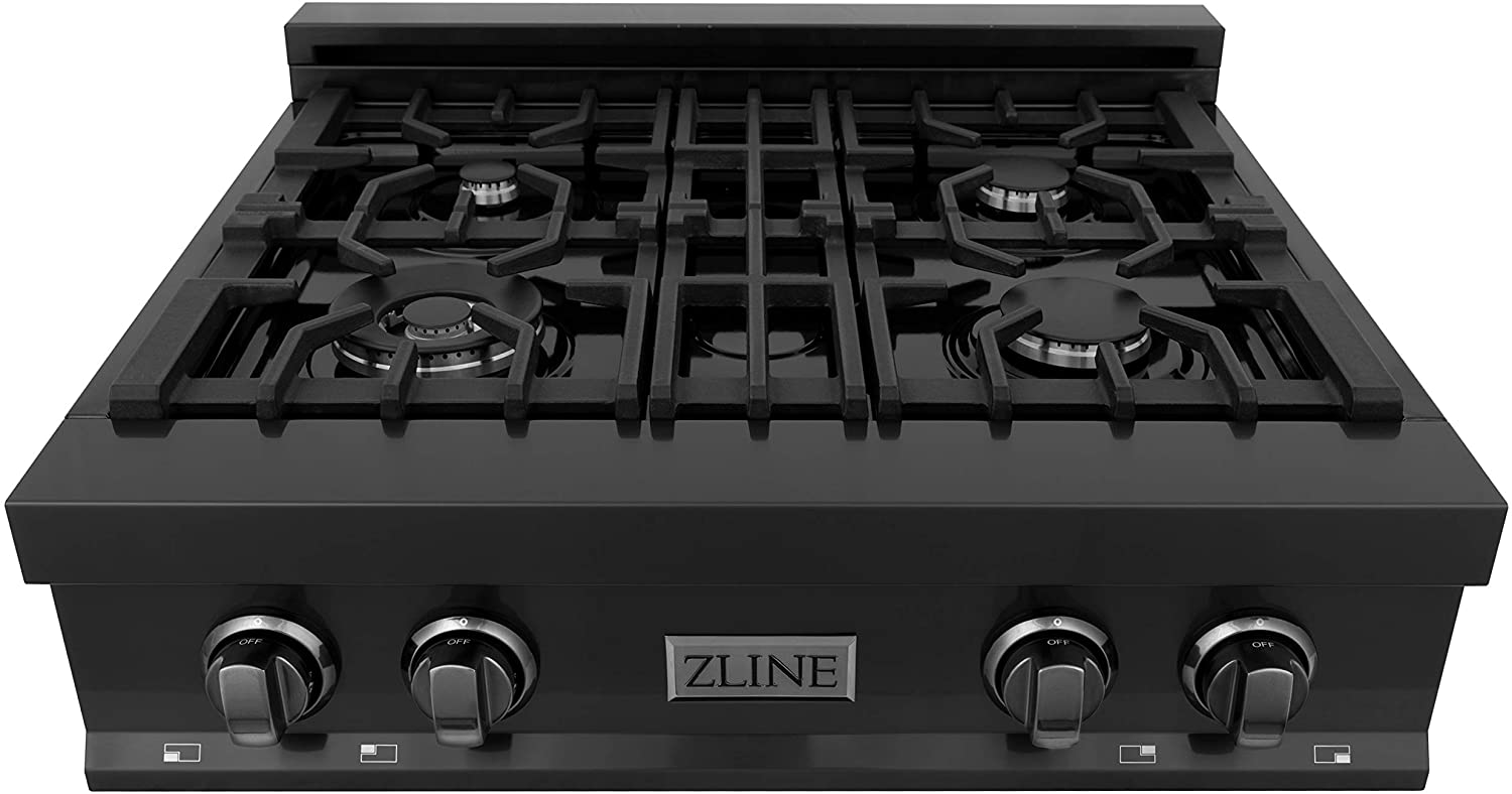ZLINE 30" Porcelain Rangetop in Black Stainless with 4 Gas Burners