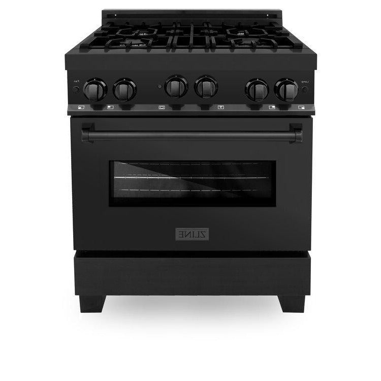 ZLINE 30" Range with Gas Stove and Gas Oven in Black Stainless Steel