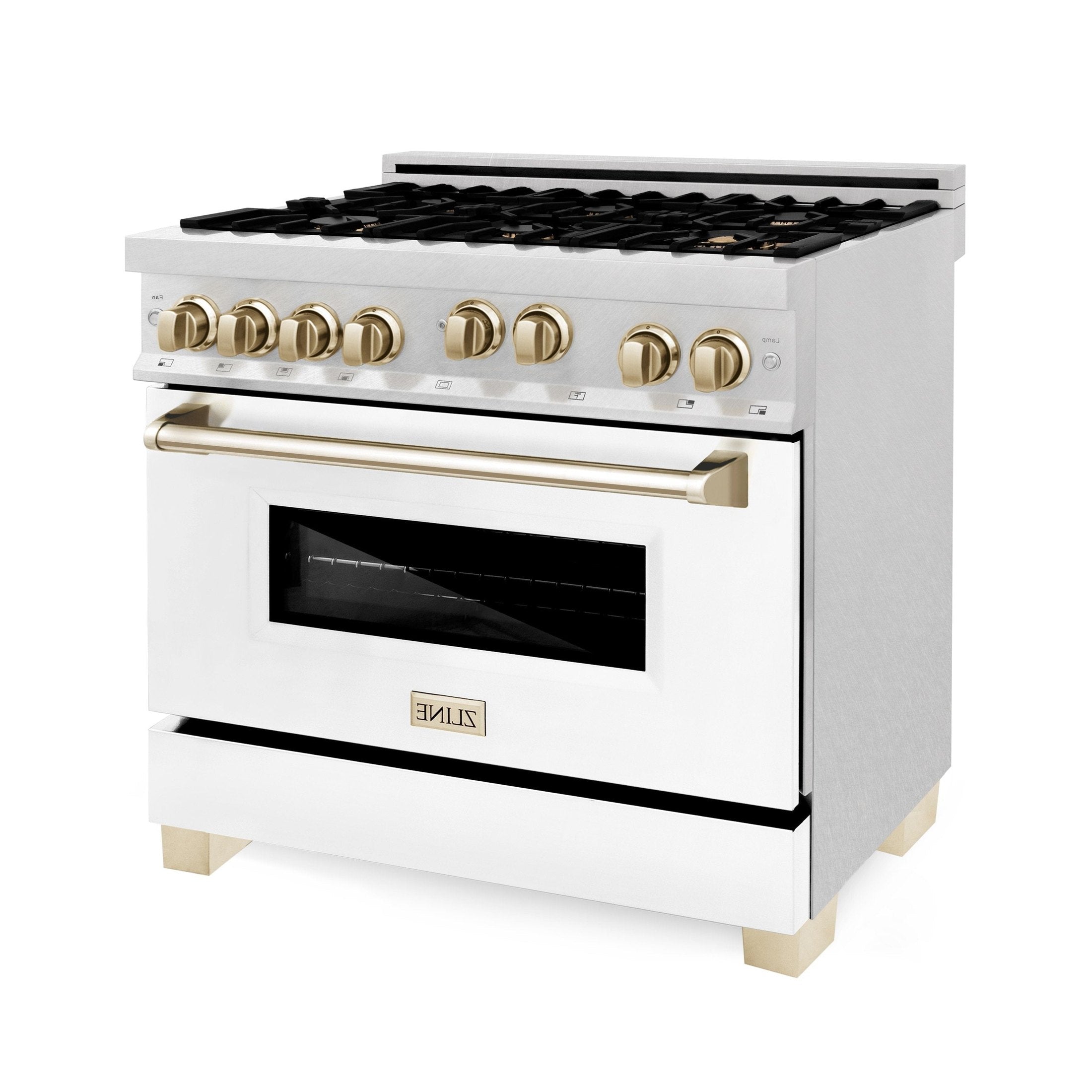 ZLINE 36" 4.6 cu. ft. Range with Gas Stove and Gas Oven in DuraSnow Stainless Steel with White Matte Door and Accents