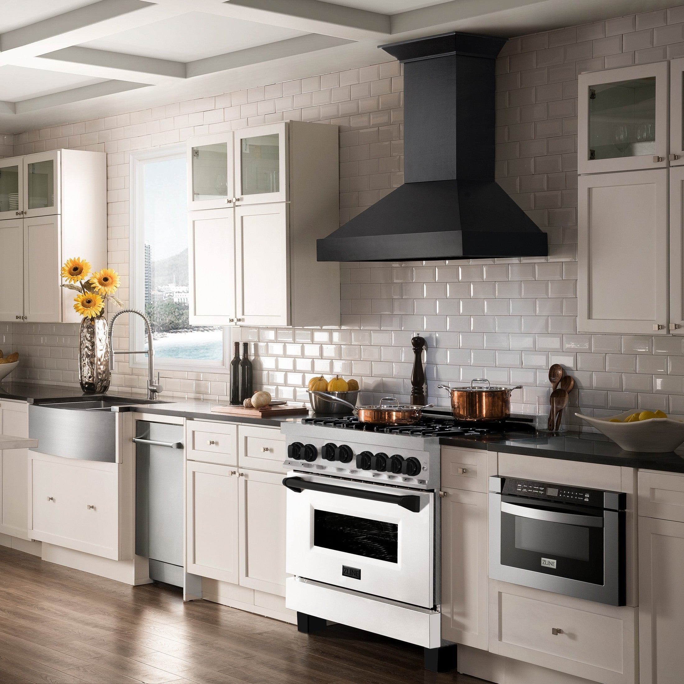ZLINE 36" 4.6 cu. ft. Range with Gas Stove and Gas Oven in DuraSnow Stainless Steel with White Matte Door and Accents
