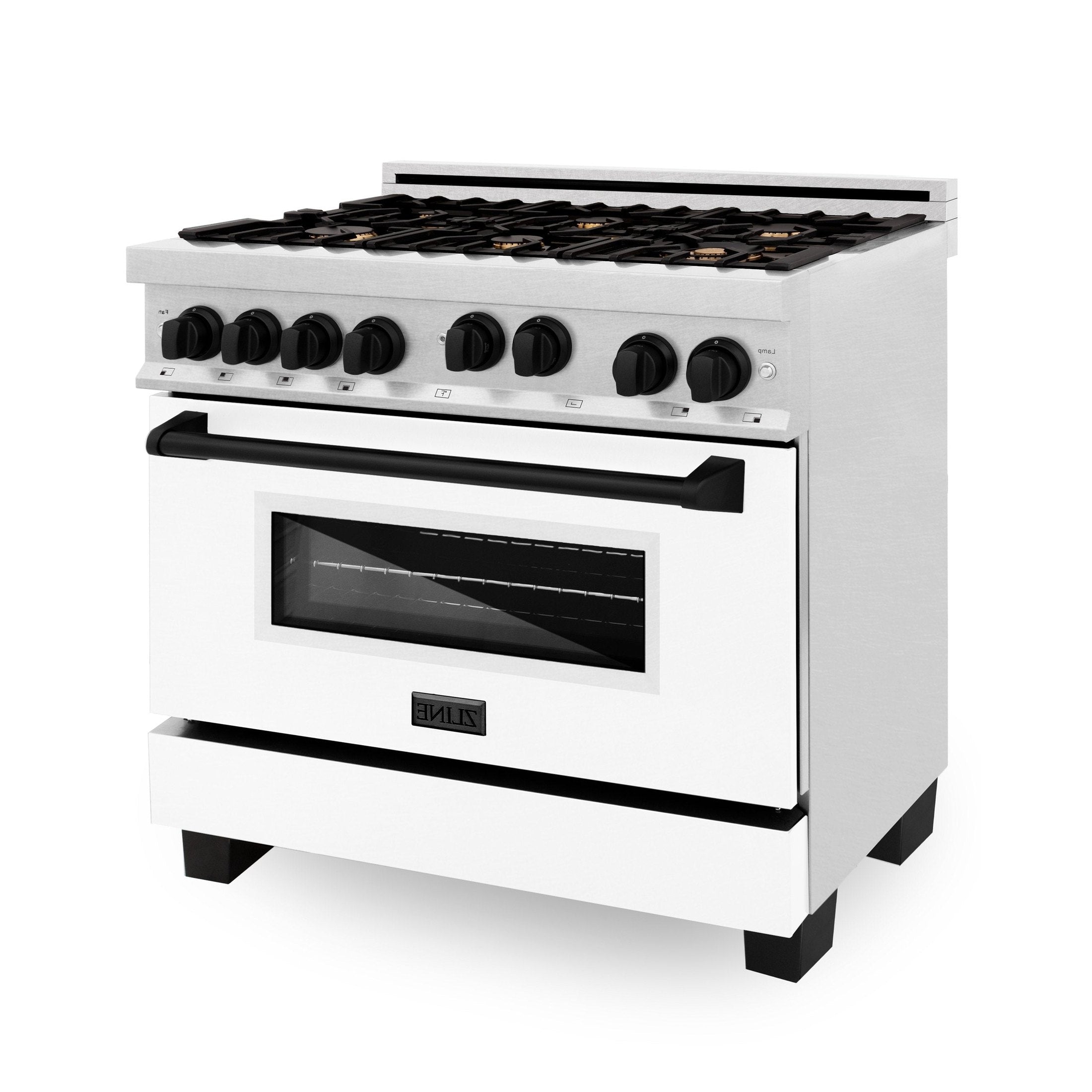 ZLINE 36" 4.6 cu. ft. Range with Gas Stove and Gas Oven in DuraSnow Stainless Steel with White Matte Door and Accents