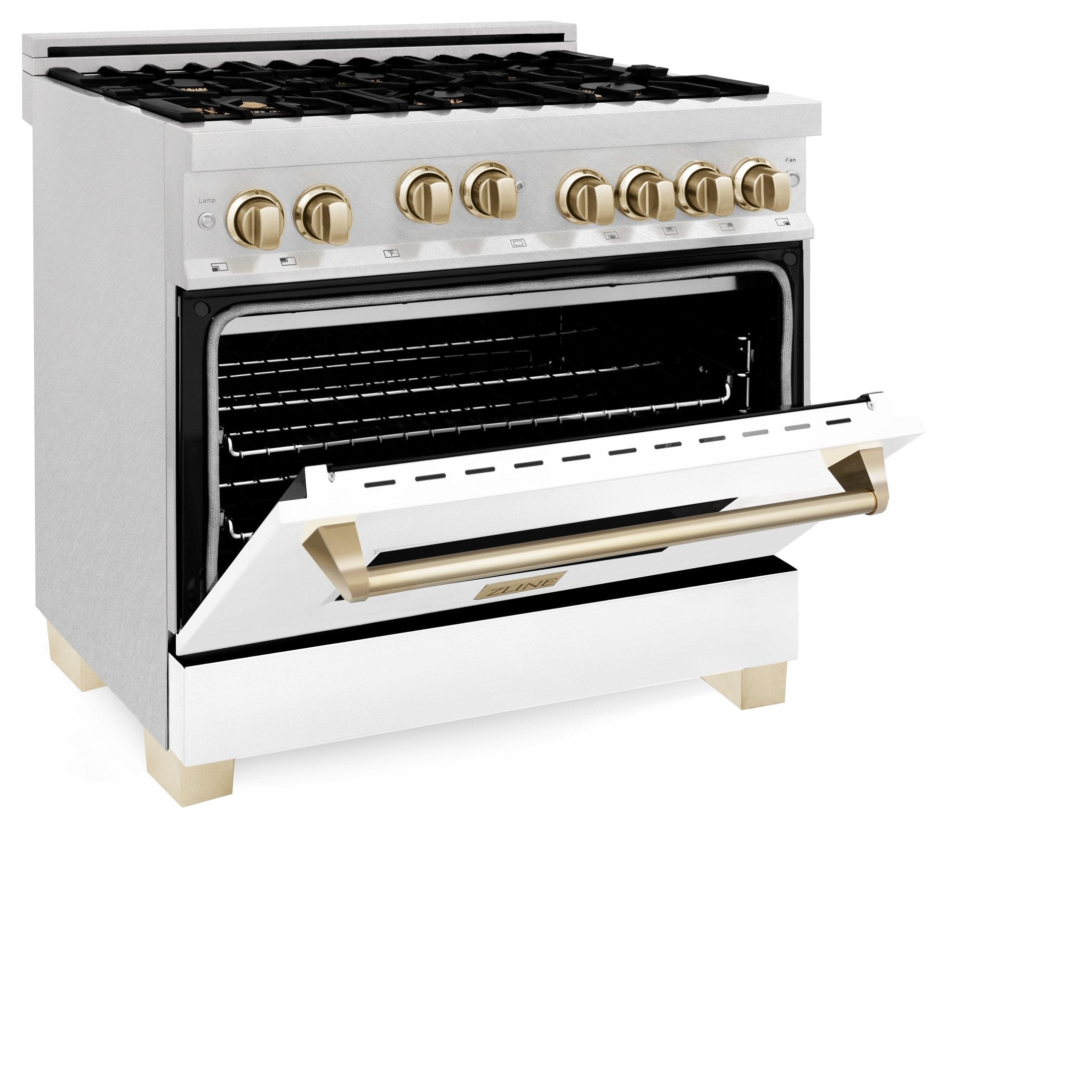ZLINE 36" 4.6 cu. ft. Range with Gas Stove and Gas Oven in DuraSnow Stainless Steel with White Matte Door and Accents