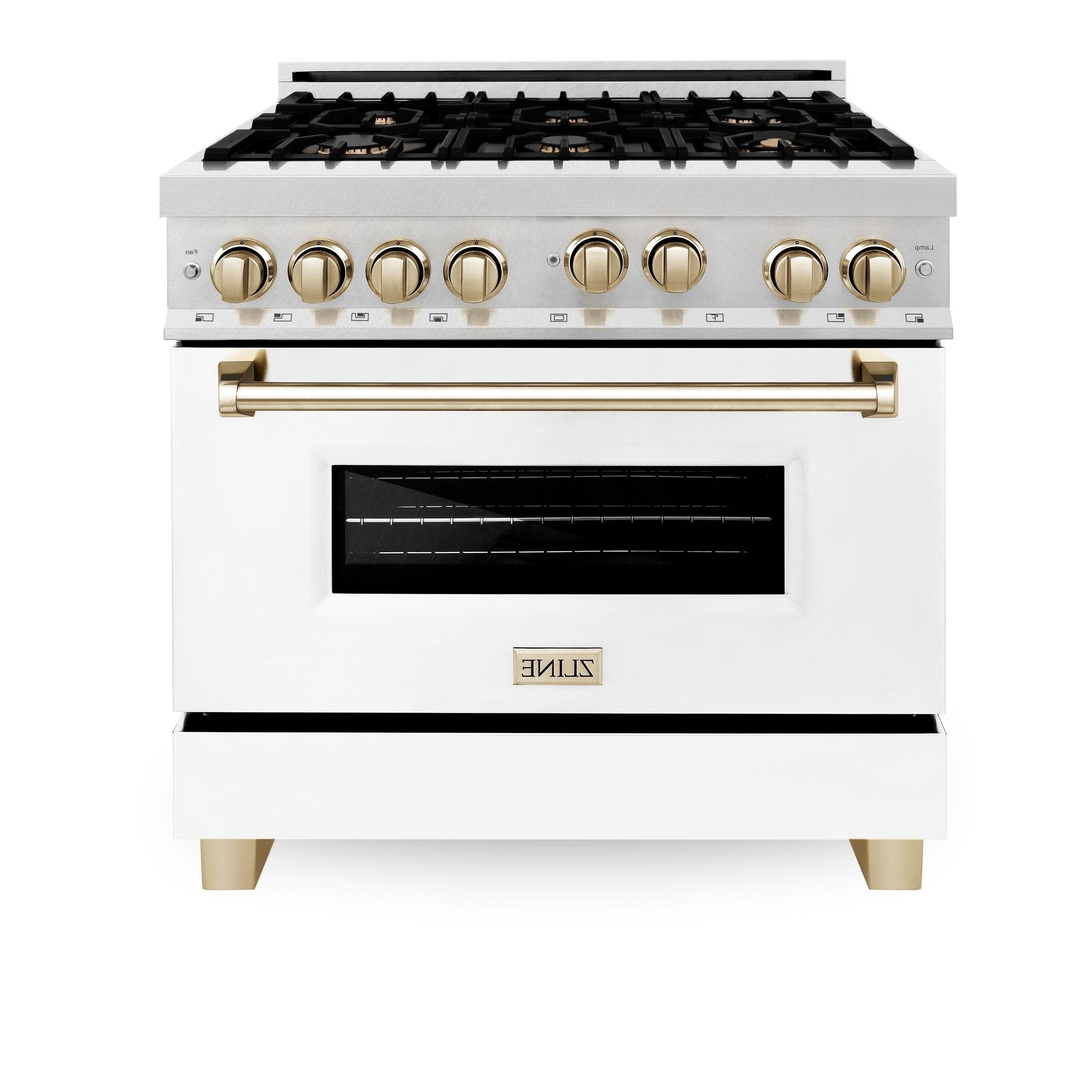 ZLINE 36" 4.6 cu. ft. Range with Gas Stove and Gas Oven in DuraSnow Stainless Steel with White Matte Door and Accents
