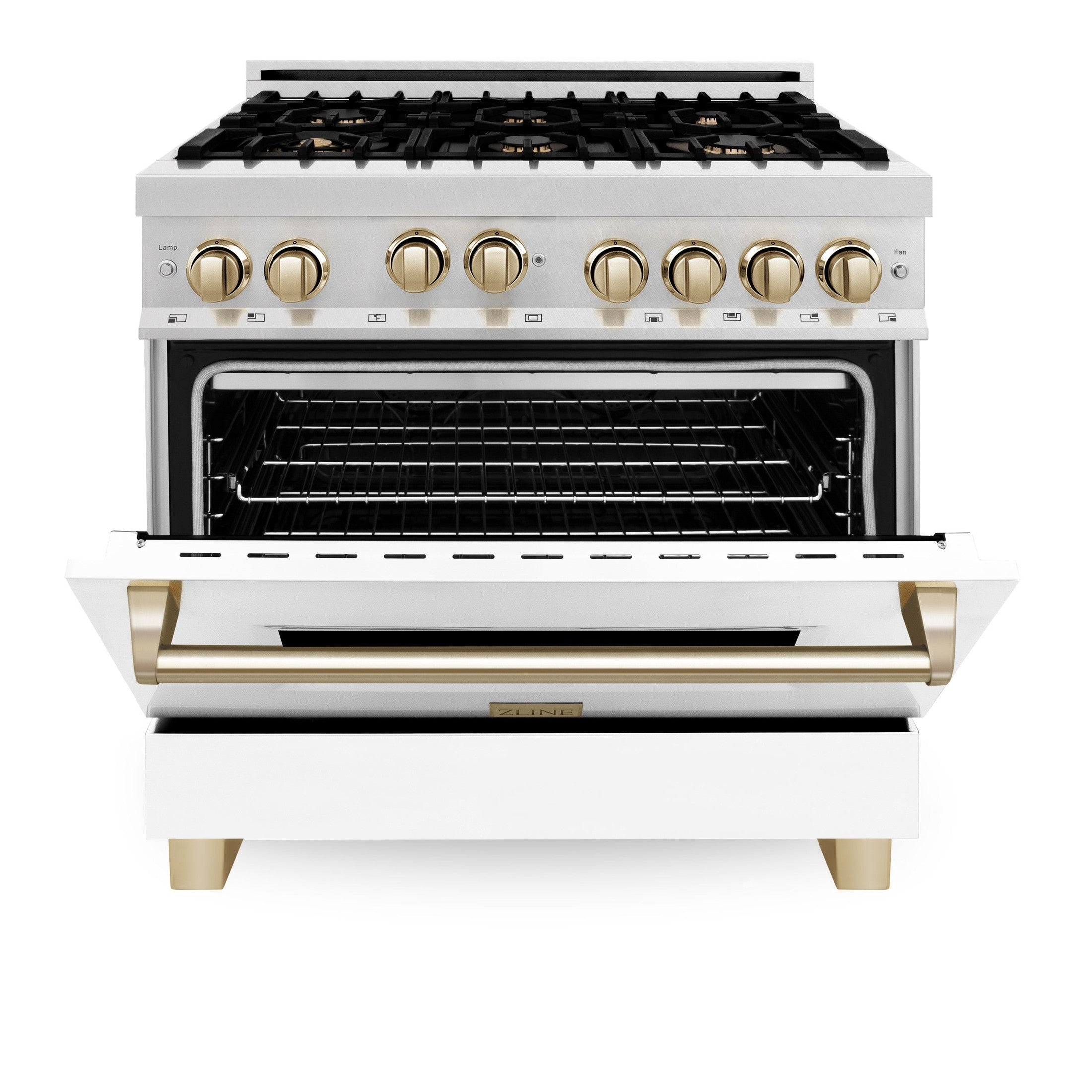 ZLINE 36" 4.6 cu. ft. Range with Gas Stove and Gas Oven in DuraSnow Stainless Steel with White Matte Door and Accents