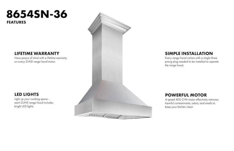 ZLINE Appliance Package - 36 in. Kitchen Package with DuraSnow® Stainless Dual Fuel Range, Ducted Vent Range Hood and Dishwasher - 3KP-RASRH36-DW