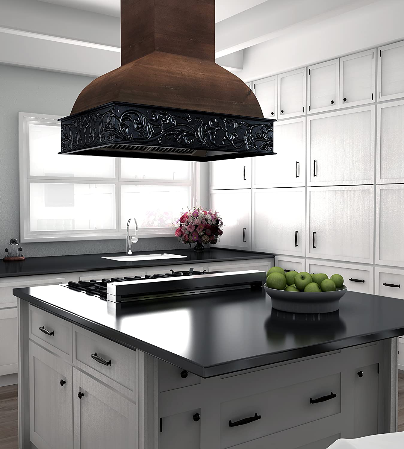 ZLINE 36 in. Wooden Wall Mount Range Hood in Antigua and Walnut - Includes Motor - 9393AR-36