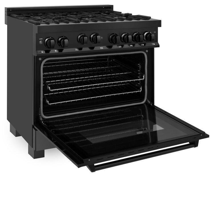 ZLINE 36” Professional Black Stainless Gas Range and Gas Oven