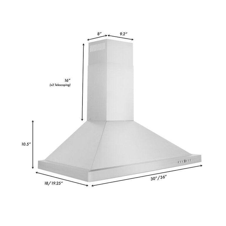 ZLINE 4-Piece Appliance Package - 30 In. Rangetop, Range Hood, Refrigerator, and Double Wall Oven in Stainless Steel - 4KPR-RTRH30-AWS